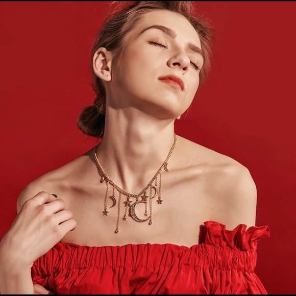 Moon Stars Statement Party Club Necklace - Picture 6 of 6